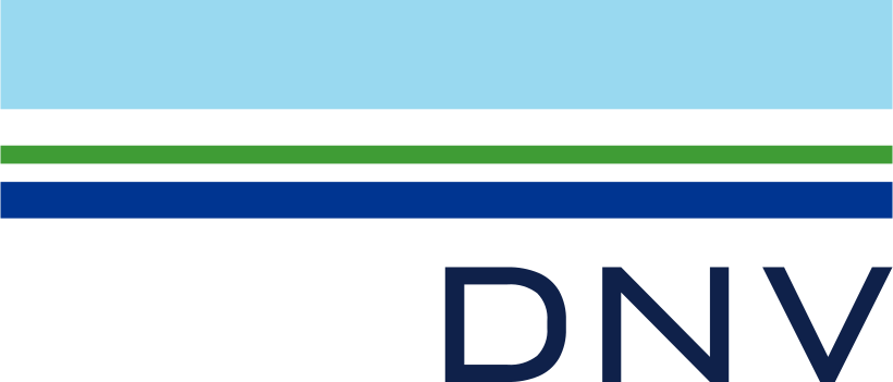 DNV logo with light blue, black, green, and blue stripes.