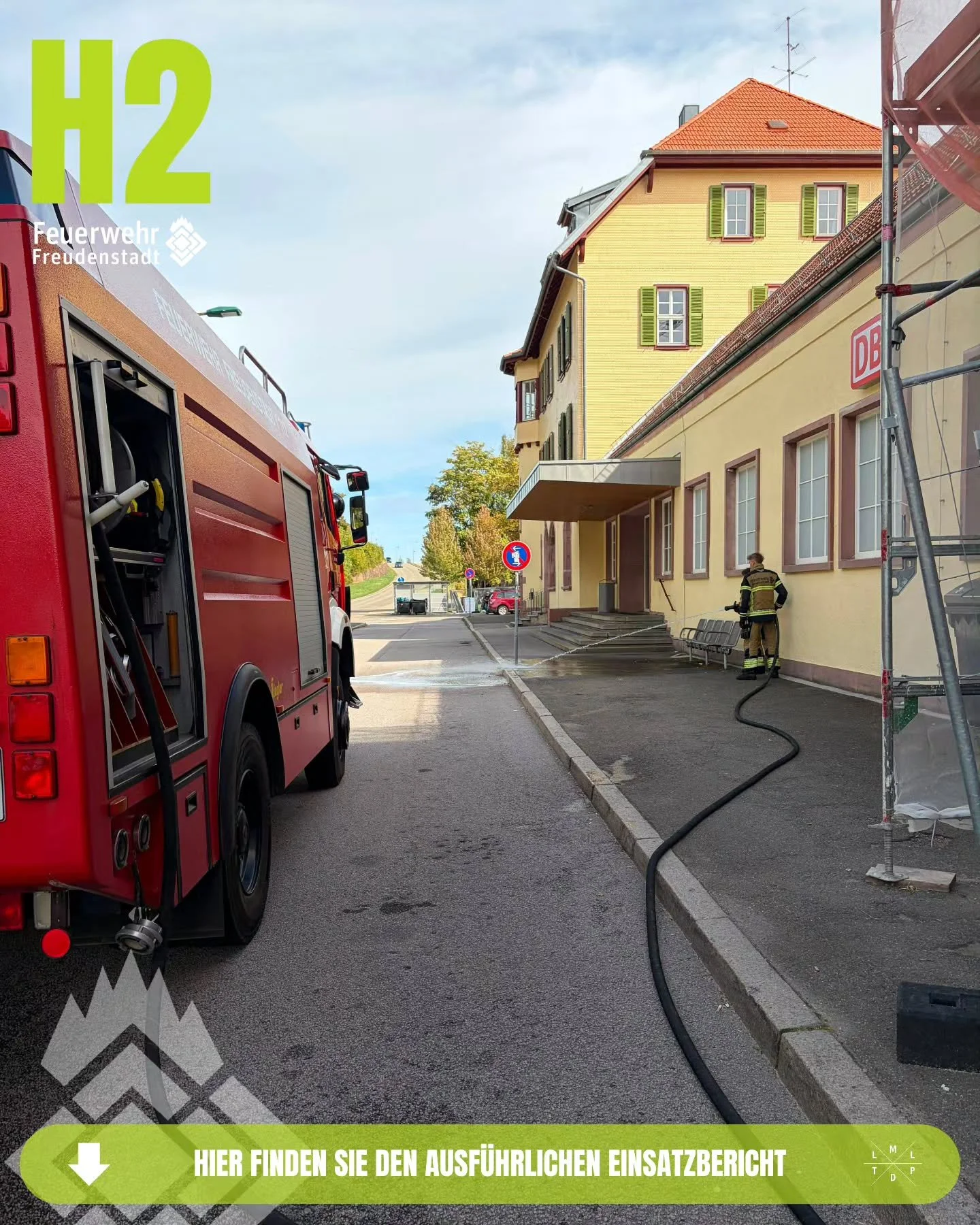 📟 Eins&auml;tze Nr. 162/2026

📟 H2 Sonstige Hilfeleistung
📆 20.09.2026, 13:55 Uhr 
📍 Freudenstadt, Hauptbahnhof
🚨 Abteilung Freudenstadt
🚒 TLF 1/24

ℹ️ Alarmierung zur Amtshilfe f&uuml;r die Polizei, um einen kleineren Bereich vor dem Hauptbahn