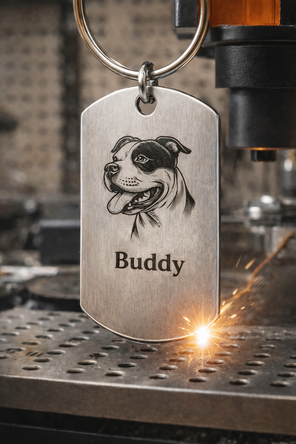 Engraved Steel Pet Dog Tag Style