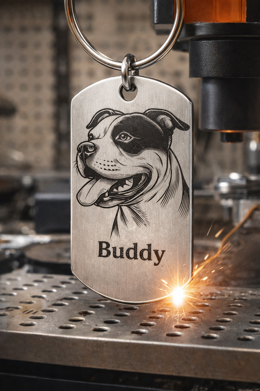 Engraved Steel Pet Dog Tag Style