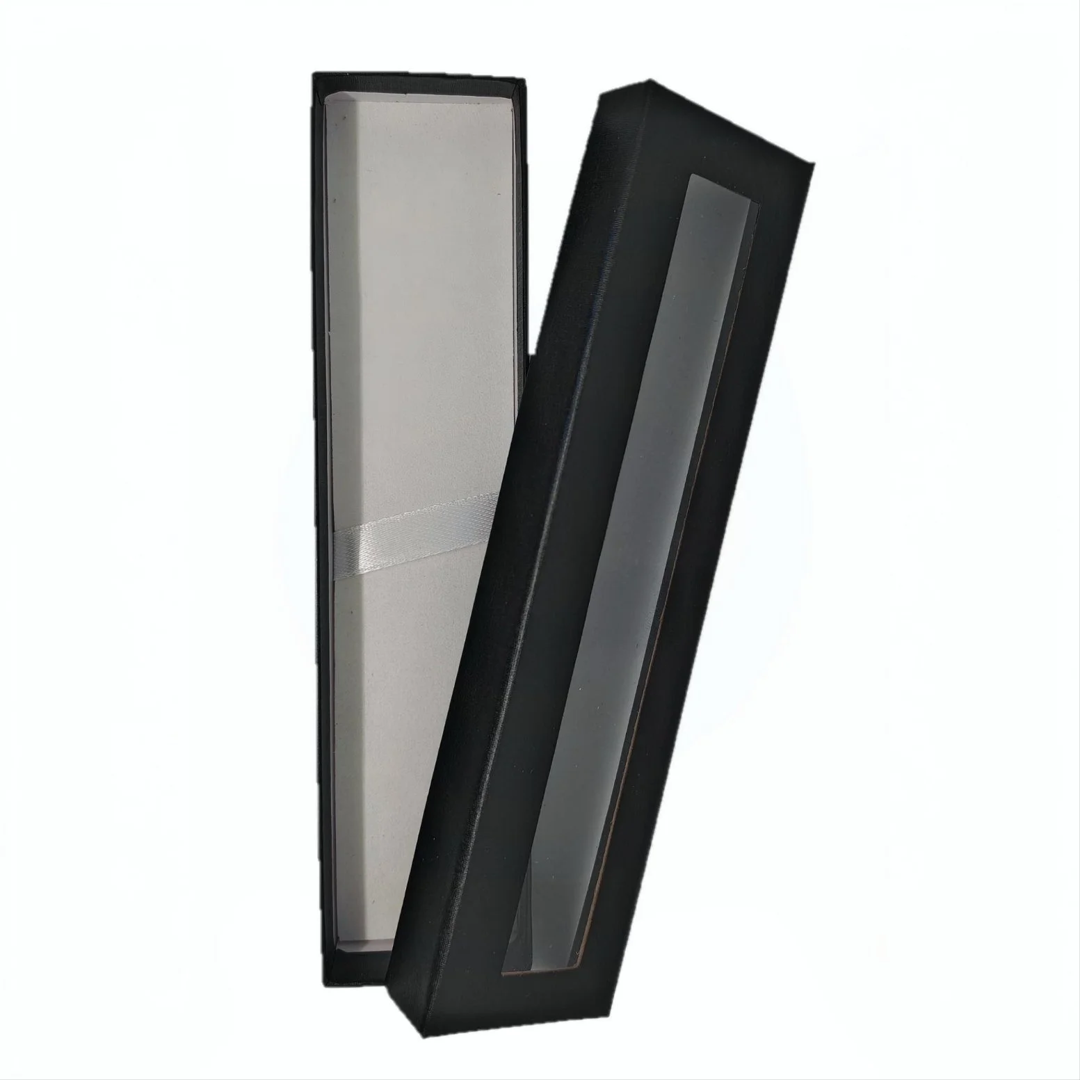 Display pen box with clear window for engraved pens