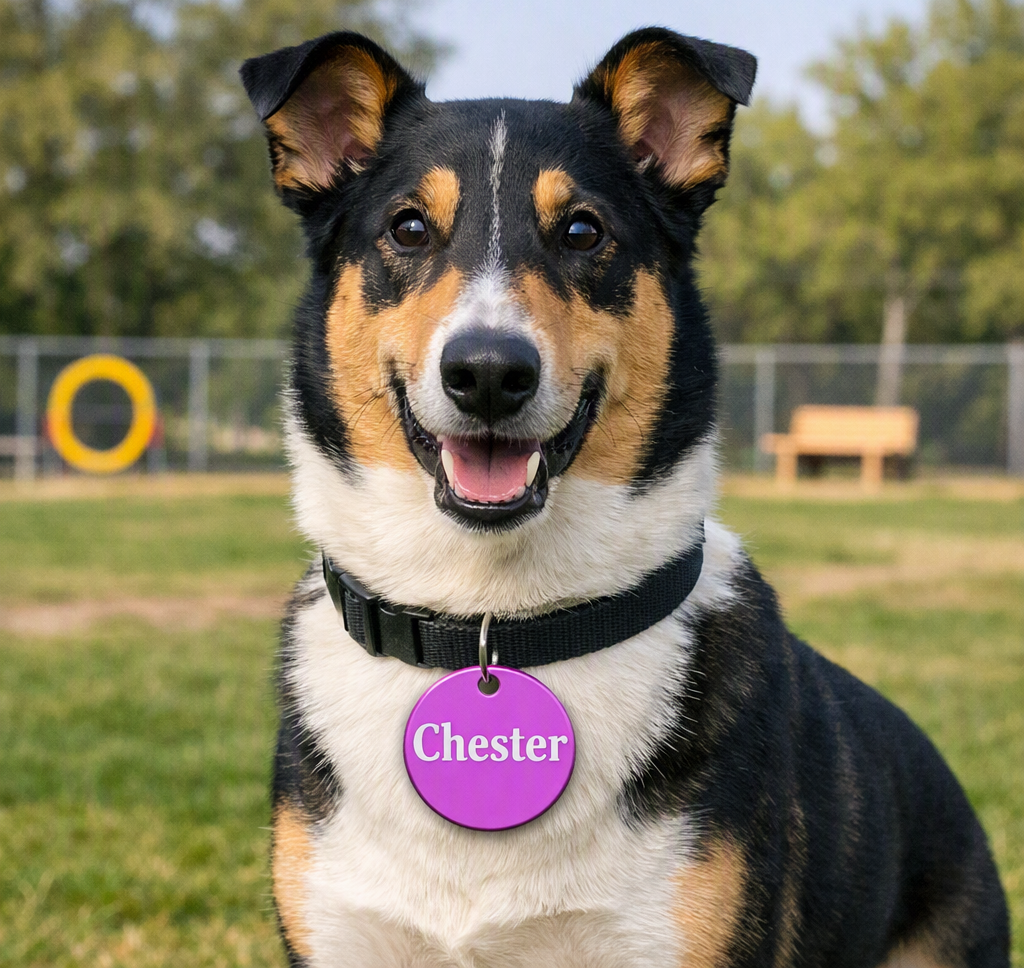 Vibrant Paw Print Dog Tag