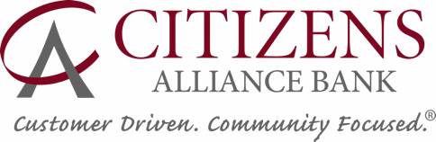 Citizens Alliance Bank logo with stylized 'A' and tagline 'Customer Driven. Community Focused.'