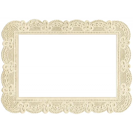 An ornate, rectangular lace or crochet frame with floral patterns on a black background.