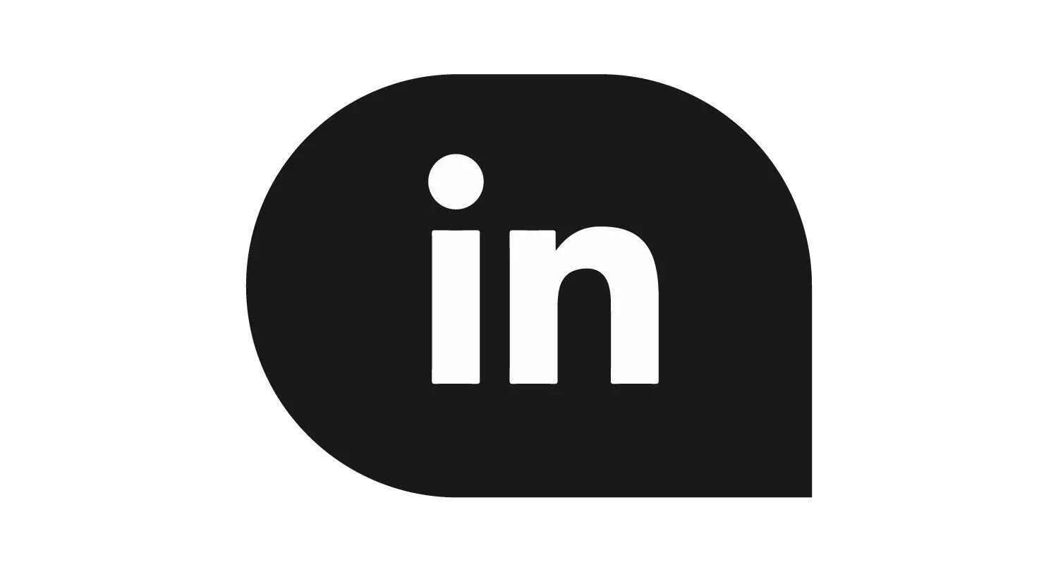 LinkedIn logo in black and white.