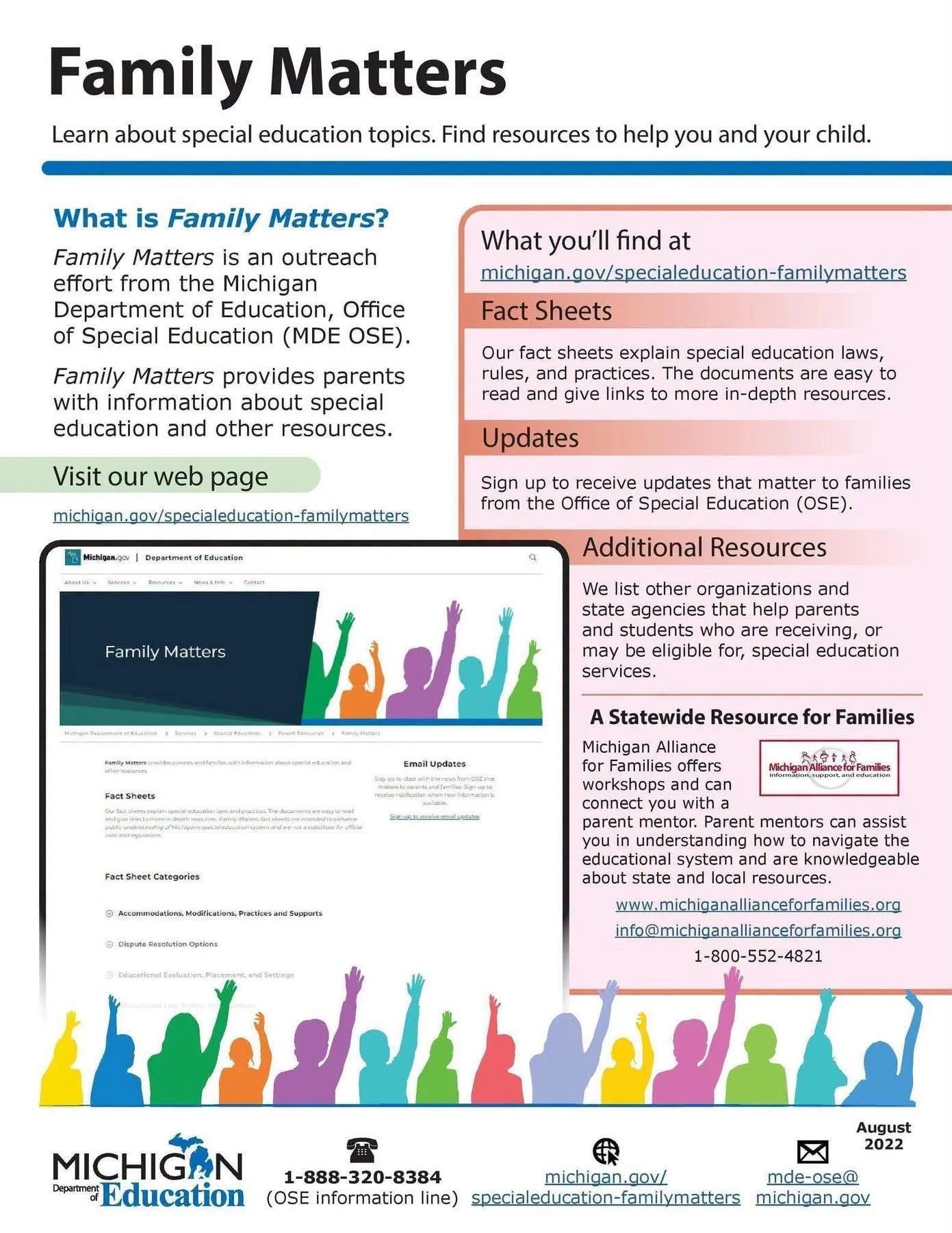 A Helpful Special Education Resource for Michigan Families: MDE Family Matters