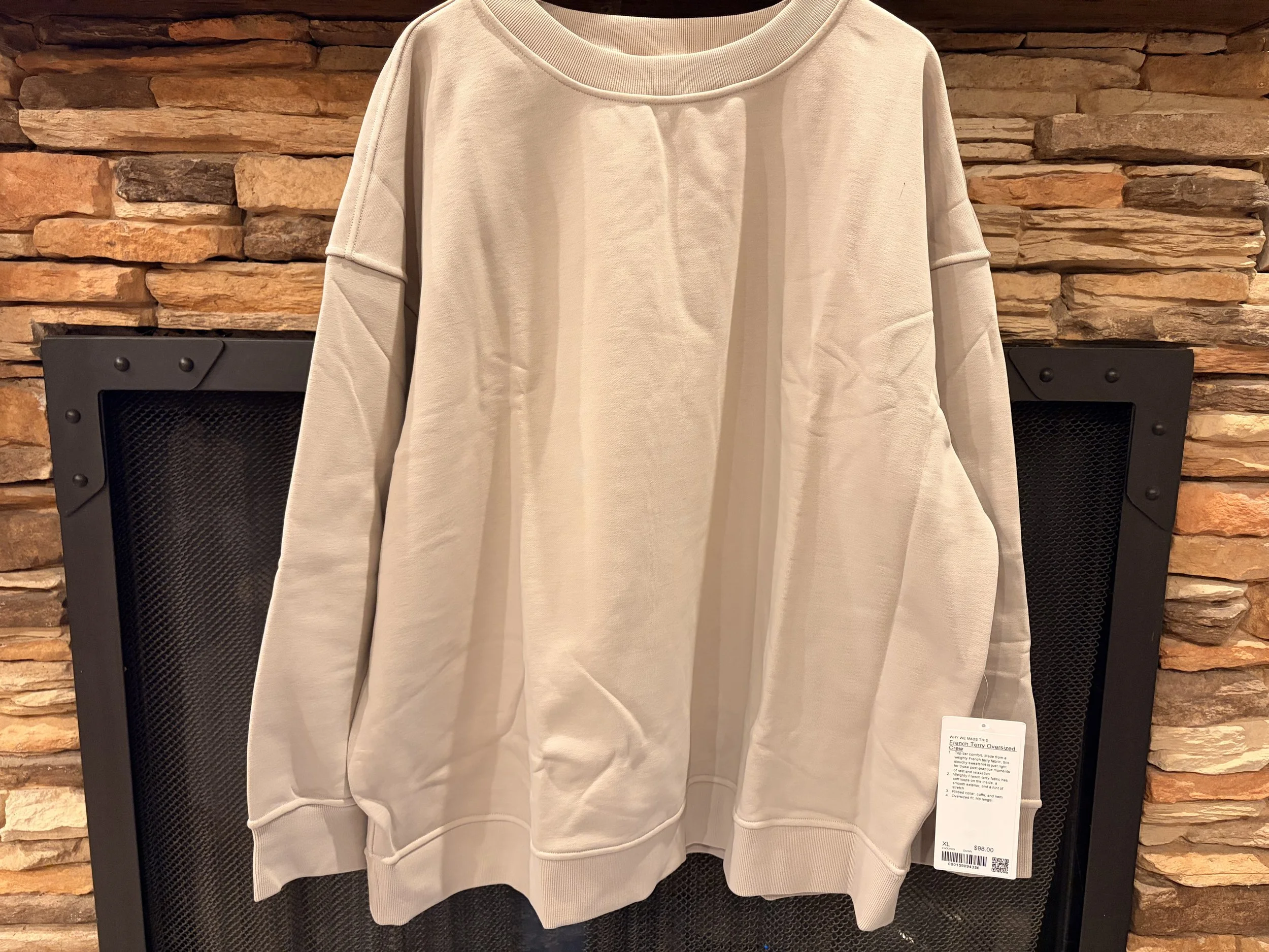 lululemon French Terry Oversized Crew ColourDowntown Tan SizeXL