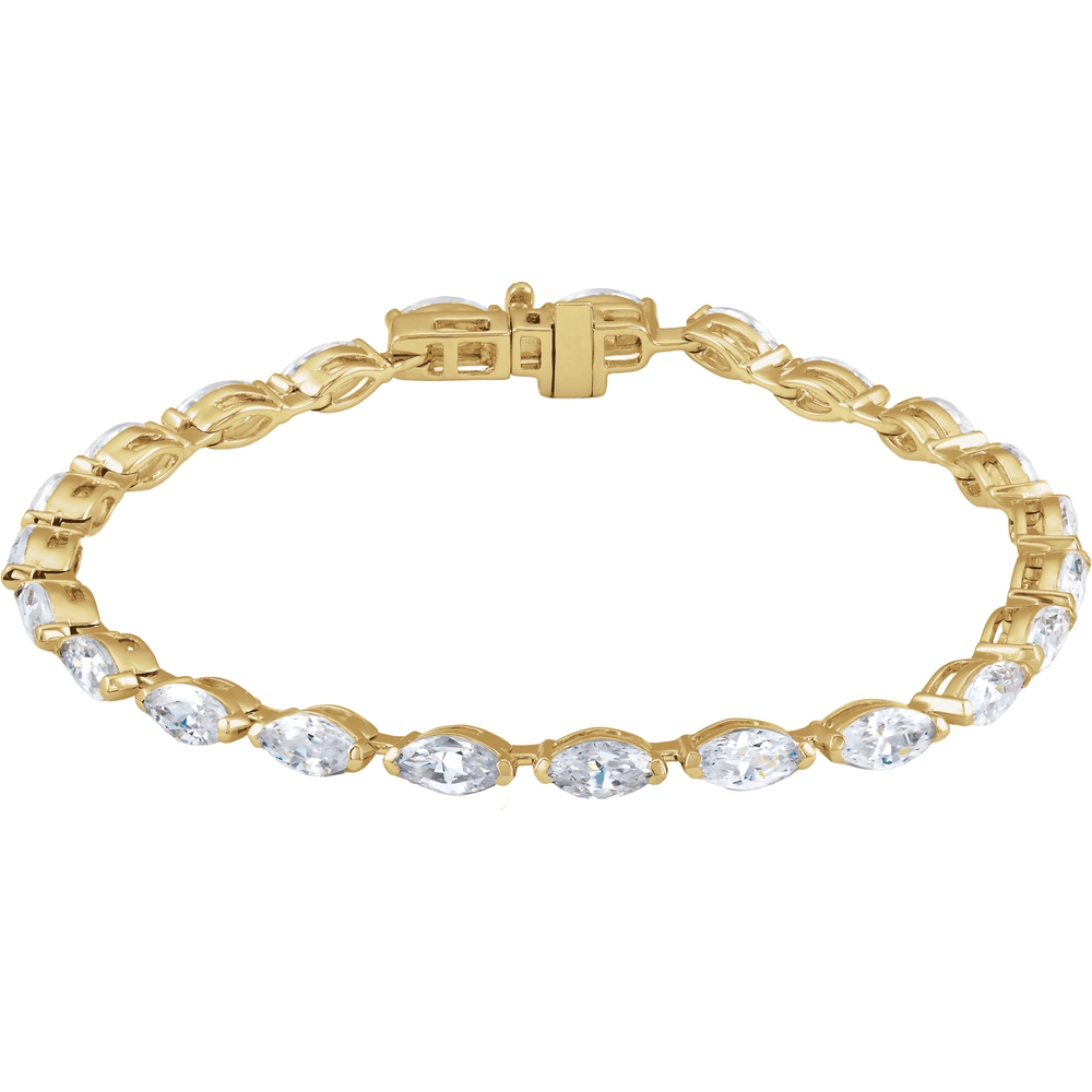 14K Yellow Gold 5 3/4 CTW Natural Diamond Line Bracelet — 7"