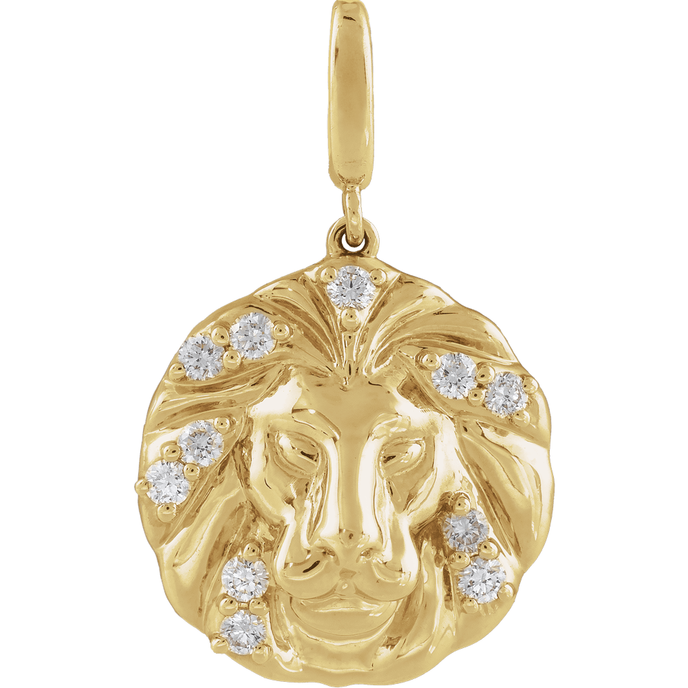14K Yellow Gold 1/5 CTW Natural Diamond Lion Charm / Pendant