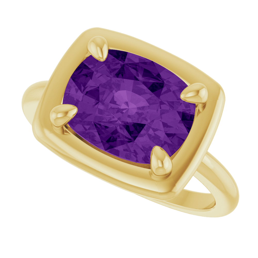 14K Yellow Gold Natural Amethyst Ring