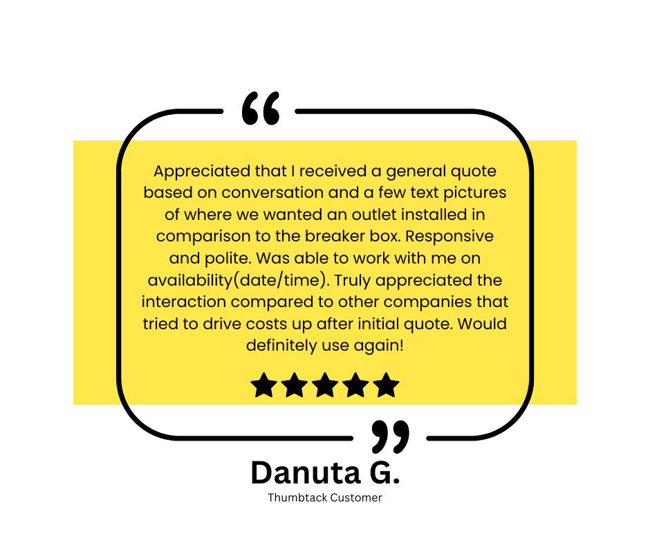 Screenshot of a customer's review about Ray electrical services, highlighting their professionalism and quality work in bathroom remodeling.