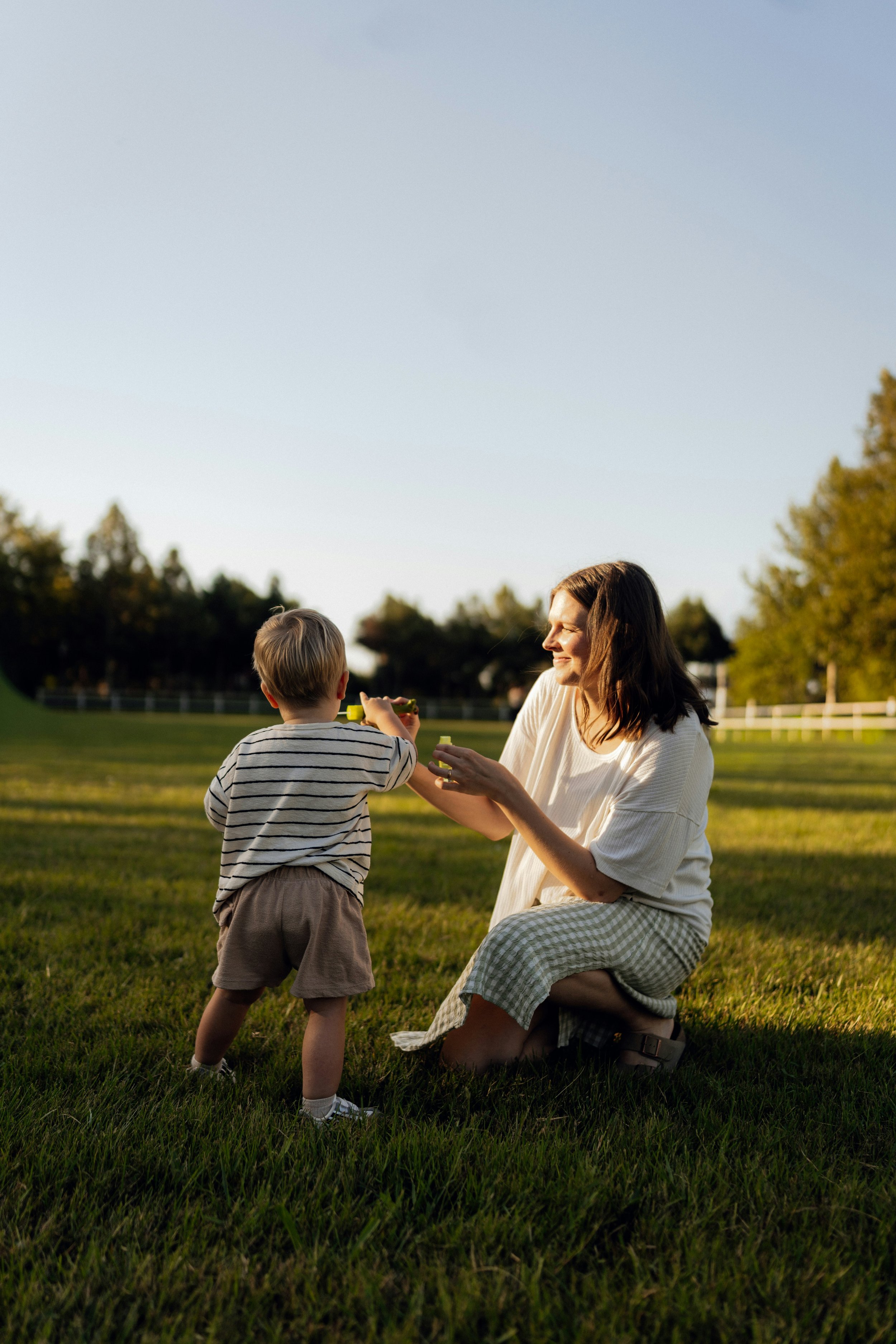 Mother and Son playing in the park
