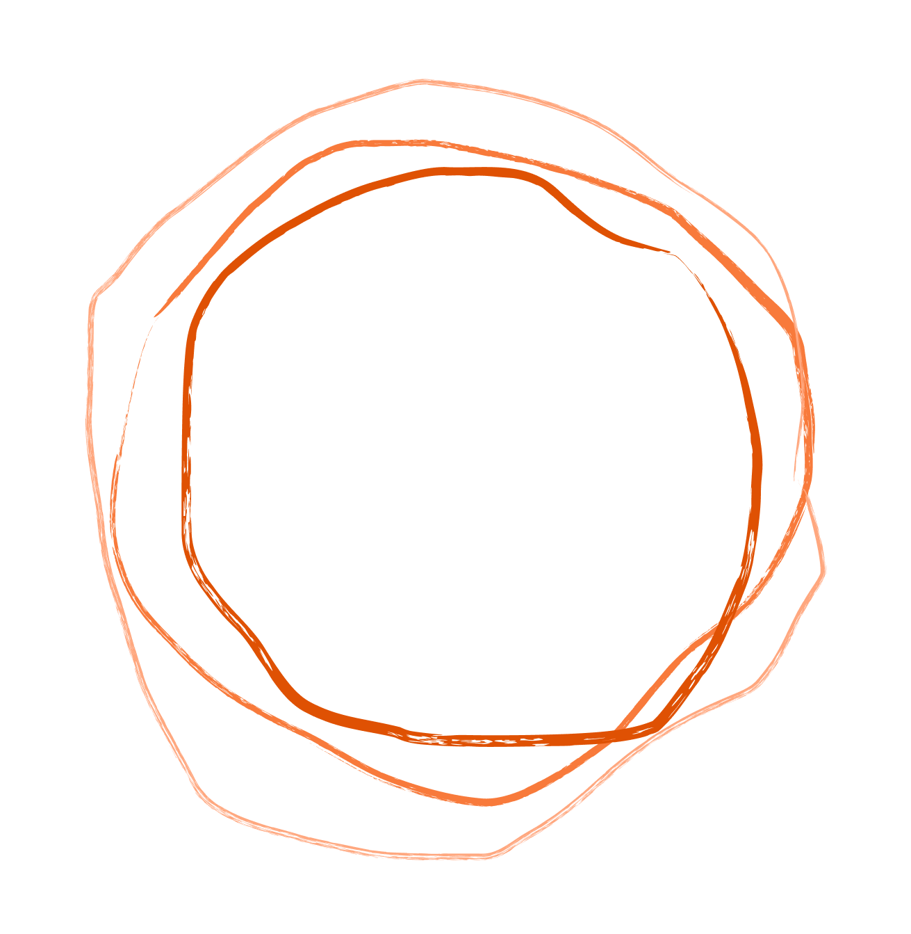 A digital illustration of several concentric, irregular, earthy-colored or mauve rings overlapping on a black background resembling a topographic or geological map.