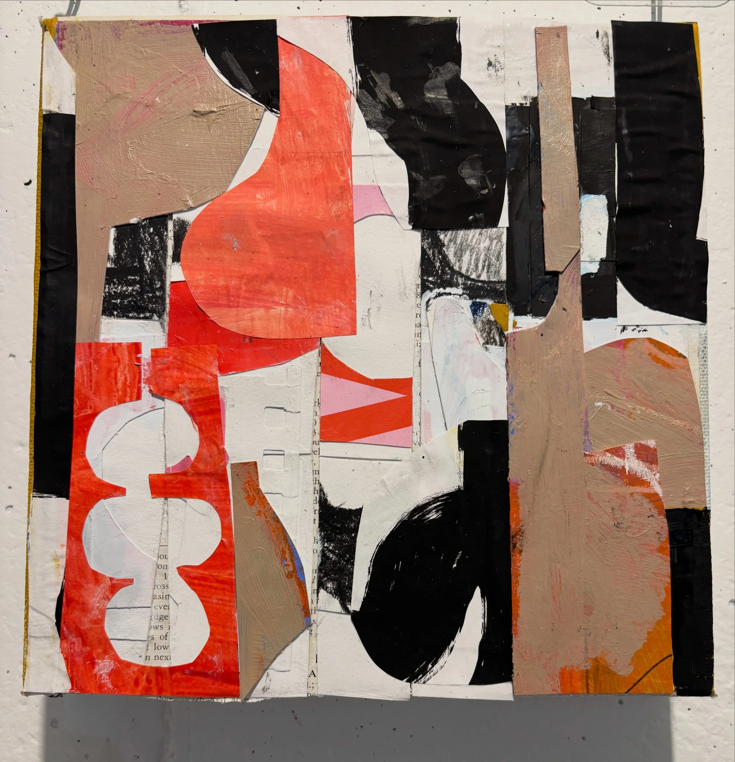 Collected collage on 8&rdquo;x8&rdquo; chunky canvas. Hand printed papers, an old painting on paper, cut up collage remnants, along with painted sections  and vintage papers give it a sense of history. 
#collage #abstract #mixedmediaartwork #kansasci