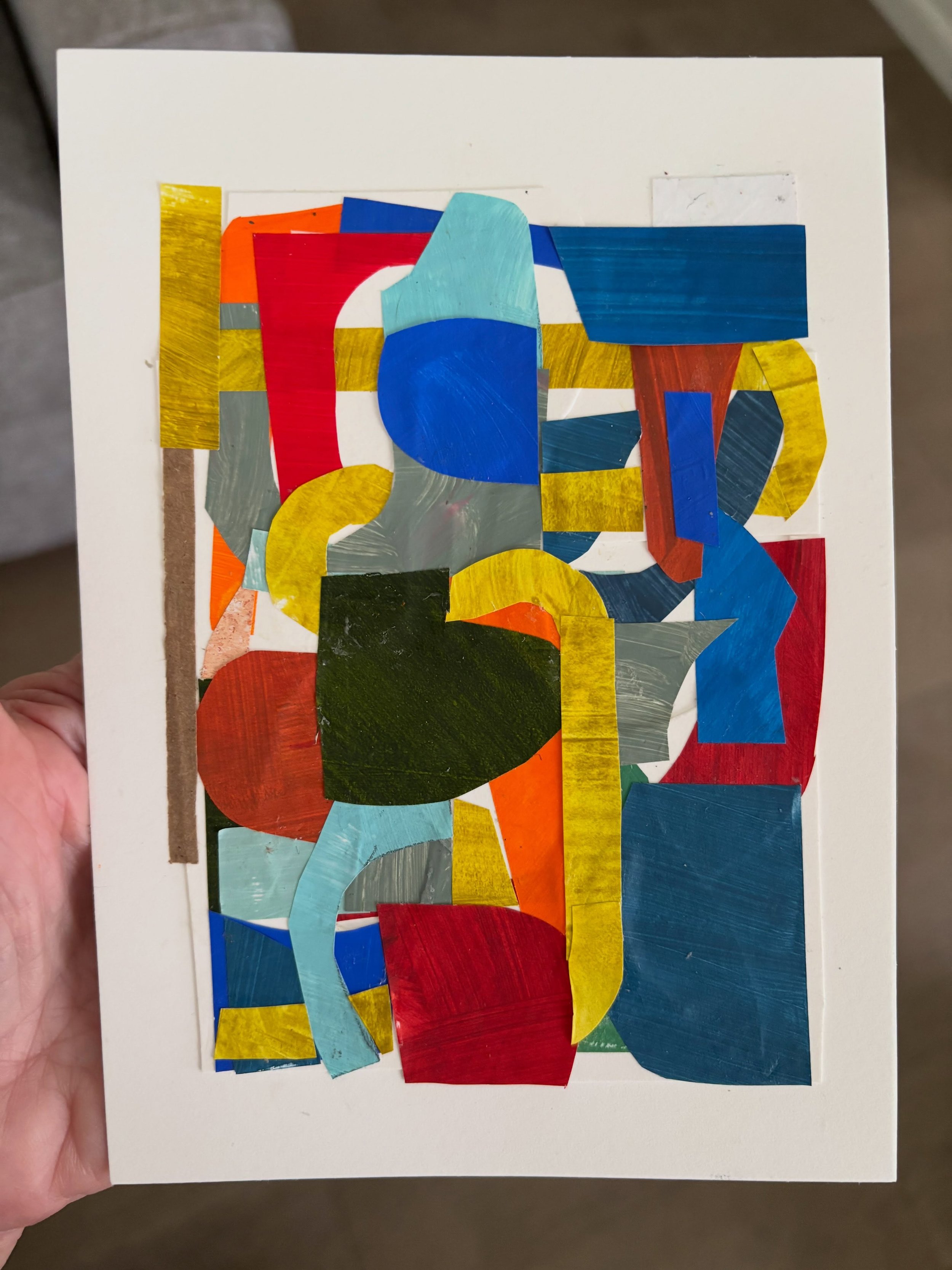 This sweet little collage started out with bits and pieces and layer after layer. I&rsquo;ve been collaging onto beautiful heavy hot press watercolor paper. It holds up perfectly and lays flat. I love the way the Chartreuse weaves throughout. Small b