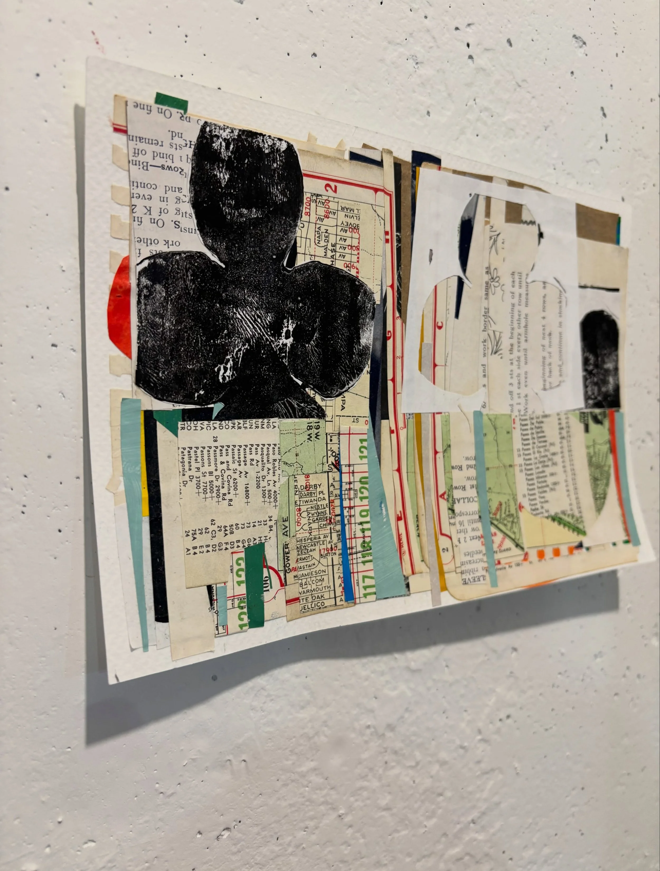 My latest Collage series Layers of Memory is now available. Created with vintage papers from a book of maps belonging to my Dad and Crochet patterns my Mom used dating back to 1950. As I created each one handling the pages and reading the print I&rsq