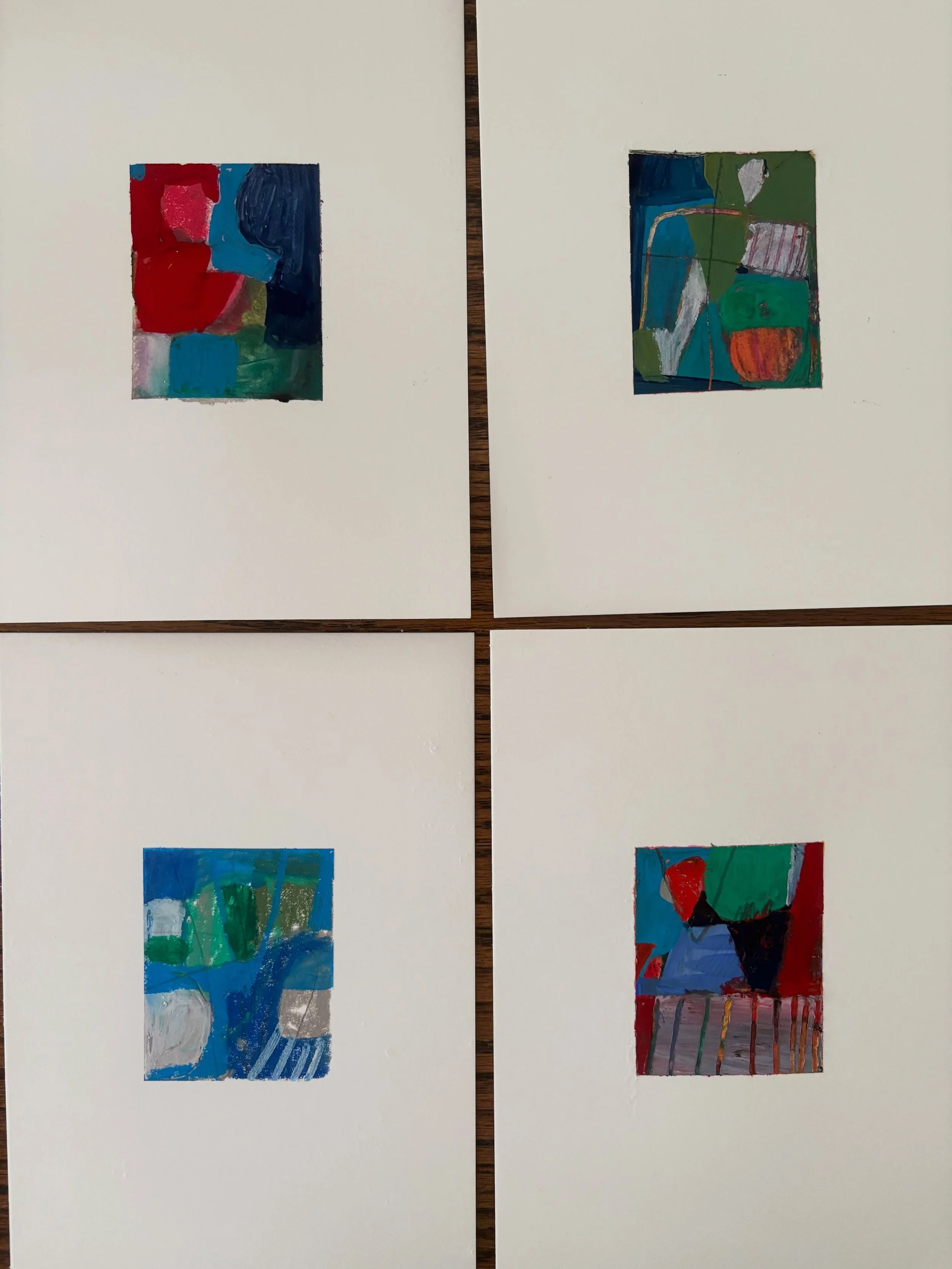 I&rsquo;ve been working on small paintings on paper the last few weeks. Fun, mixed media on 7&rdquo;x5&rdquo; water color paper. And they&rsquo;re popped into a mat ready for you to pop into a frame. I&rsquo;m thinking perfect for gift giving, someon