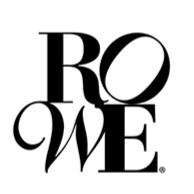 The word 'ROWE' in black stylized font with 'R', 'O', 'W', 'E' arranged in a unique overlapping design.