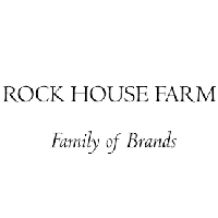 Logo for 'ROCK HOUSE FARM' and 'Family of Brands' below it.