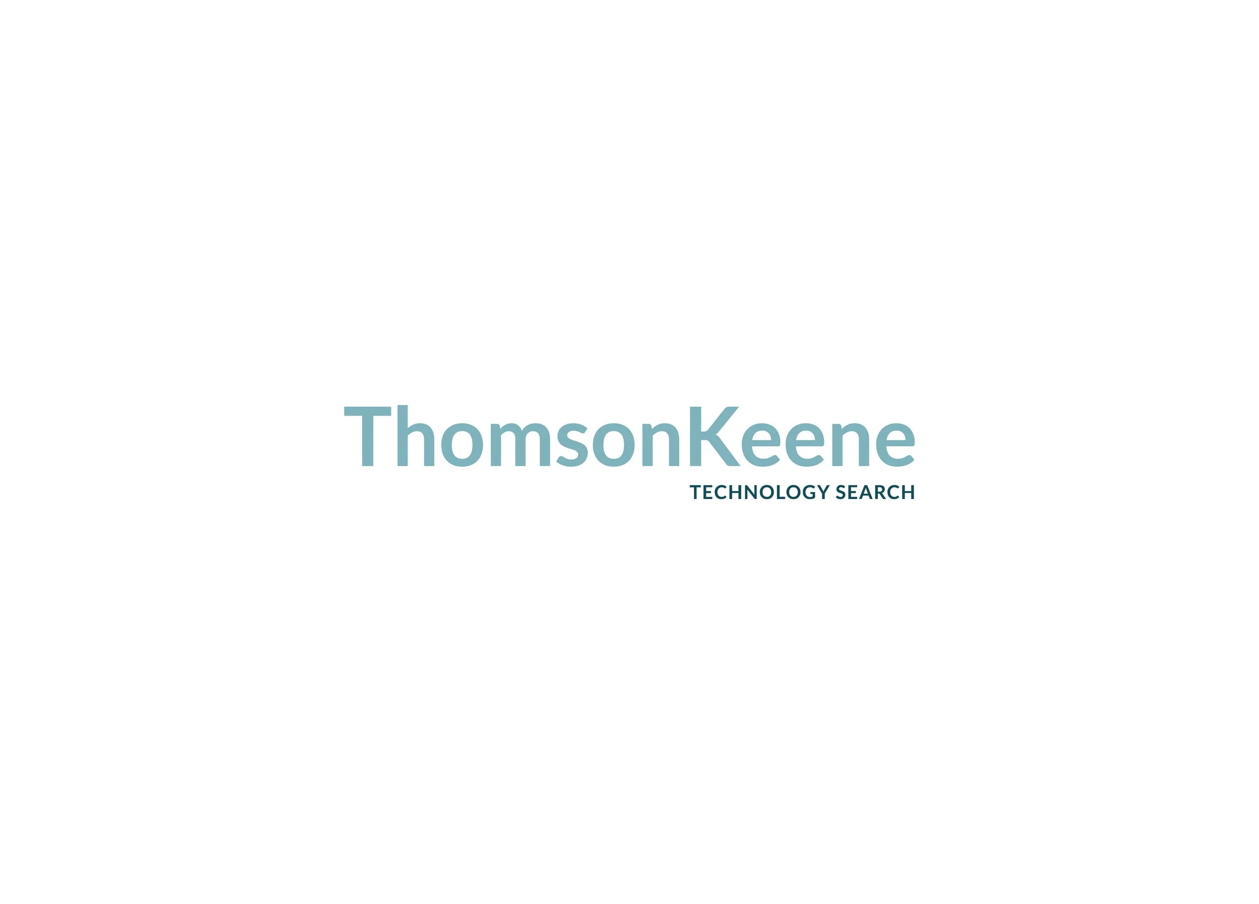 ThomsonKeene Technology Search logo with a minimalist design featuring the company name in blue and black text.
