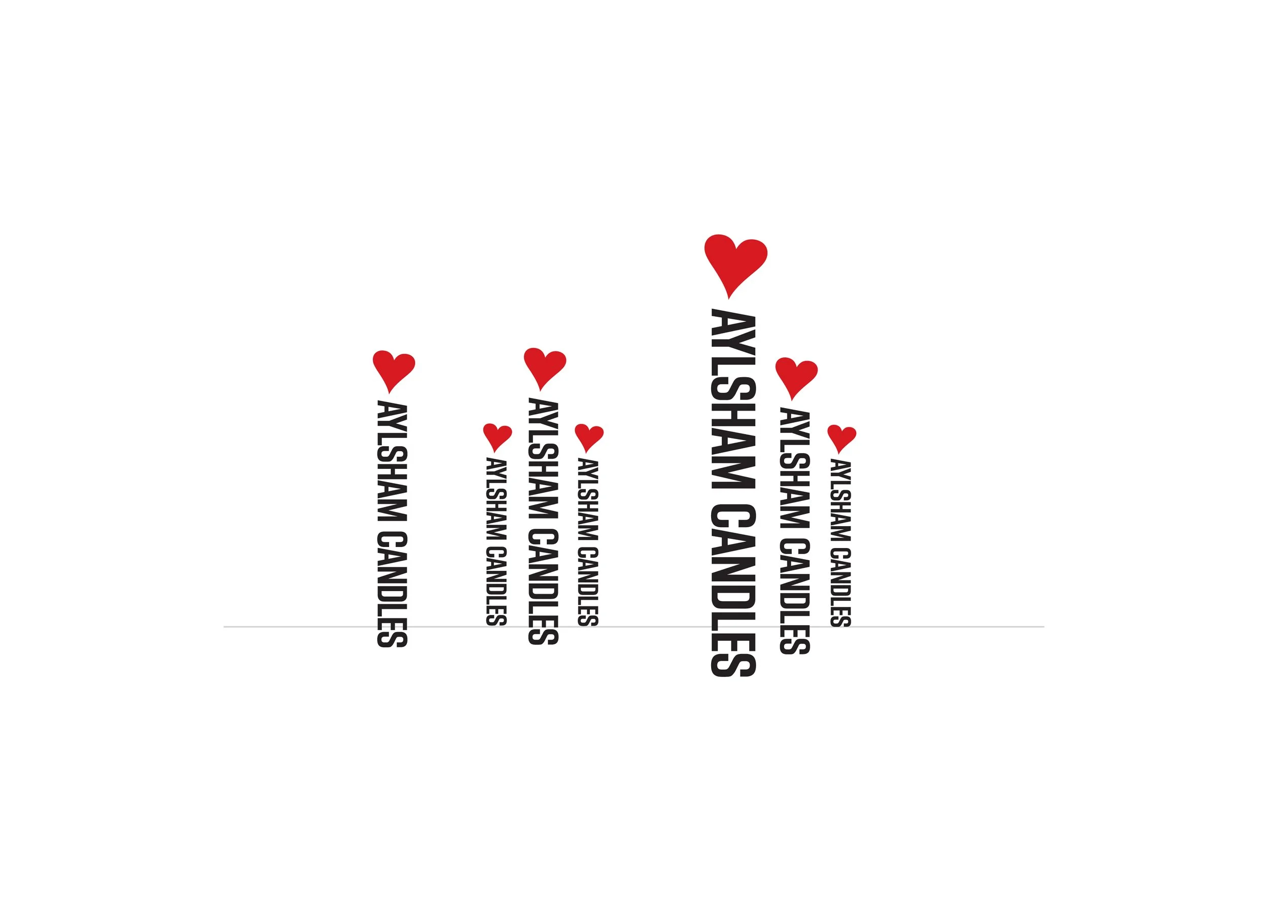Graphic with red hearts and black text in various sizes reading 'Aylasham Candyland'.