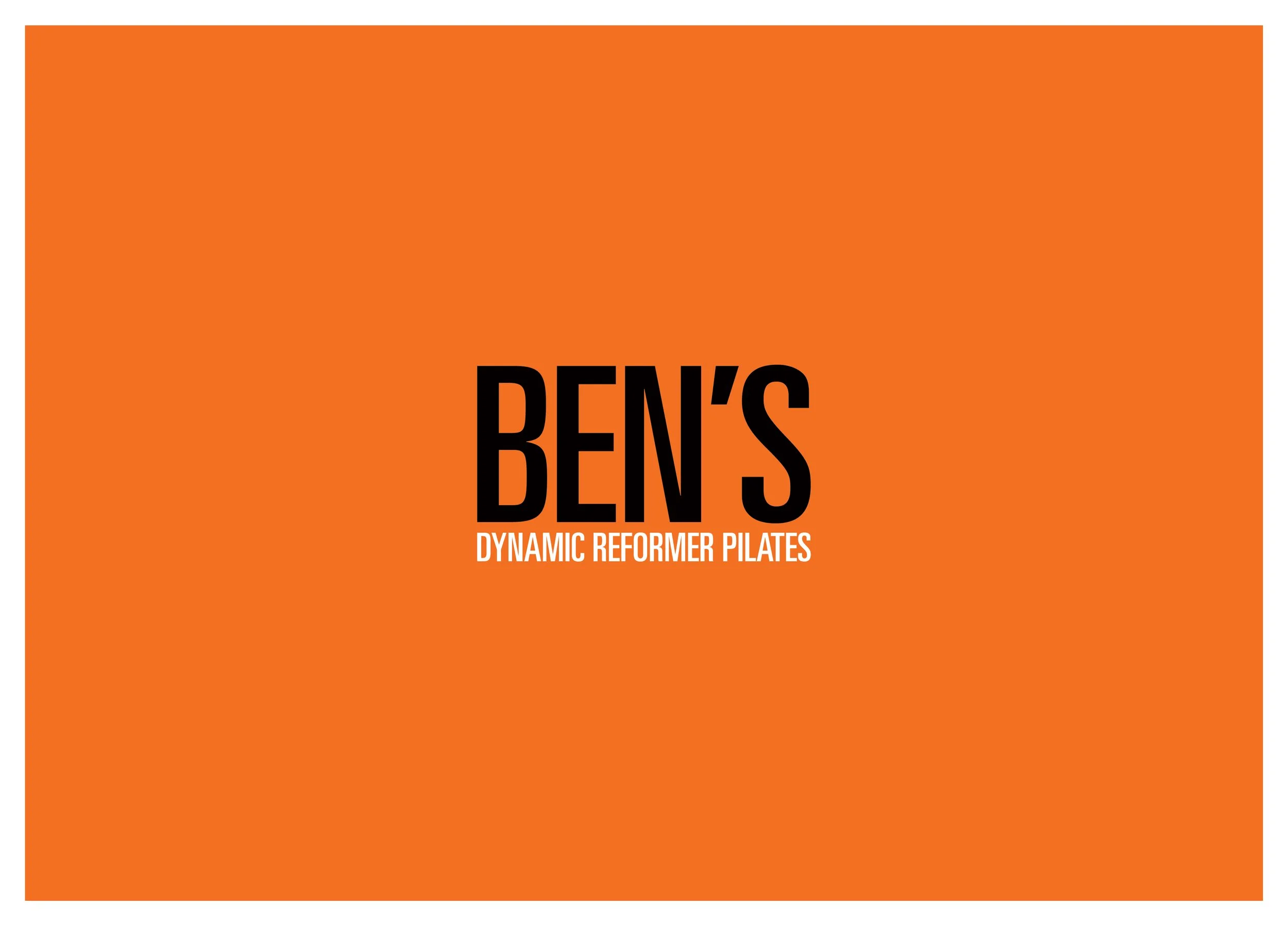 Orange background with black text reading 'Ben's' and smaller white text below it saying 'Dynamic Reformer Pilates'.