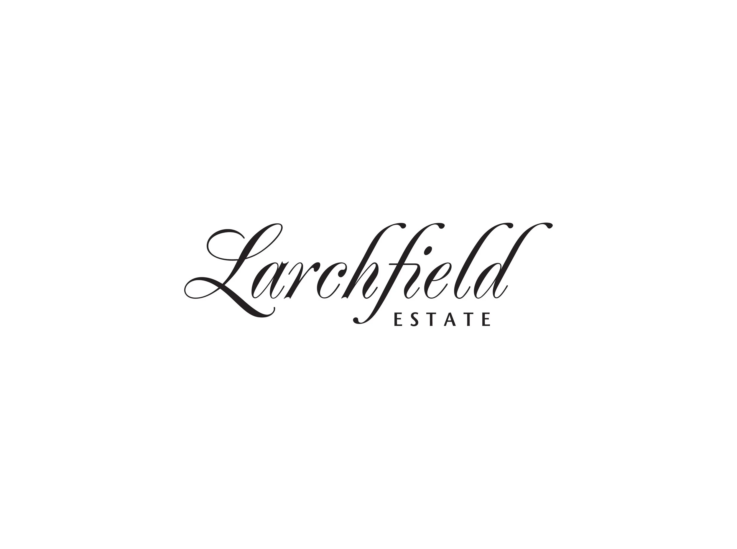 Larchfield Estate logo in black cursive font on a white background.