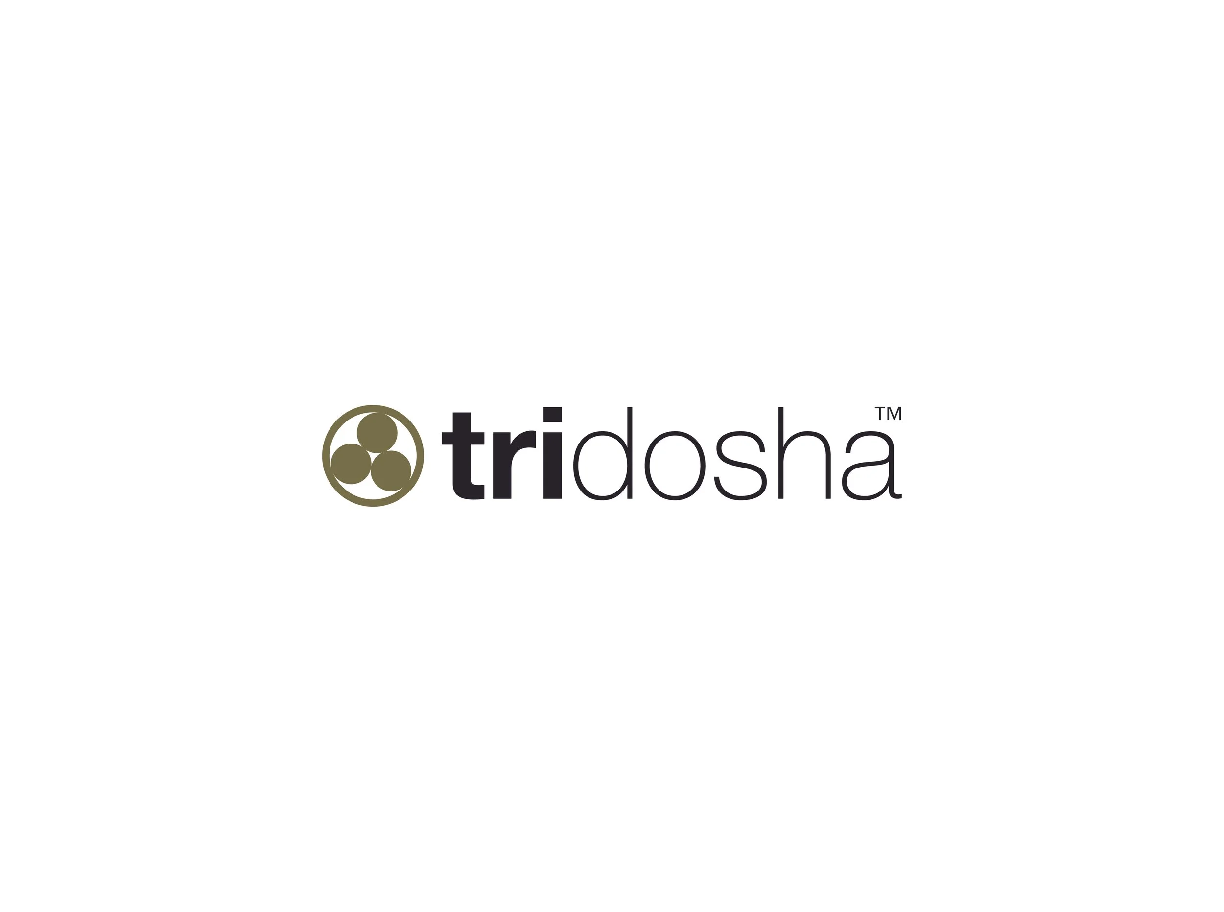 The logo of Tridosha, featuring three interconnected circles and the word 'tridosha' in lowercase letters.