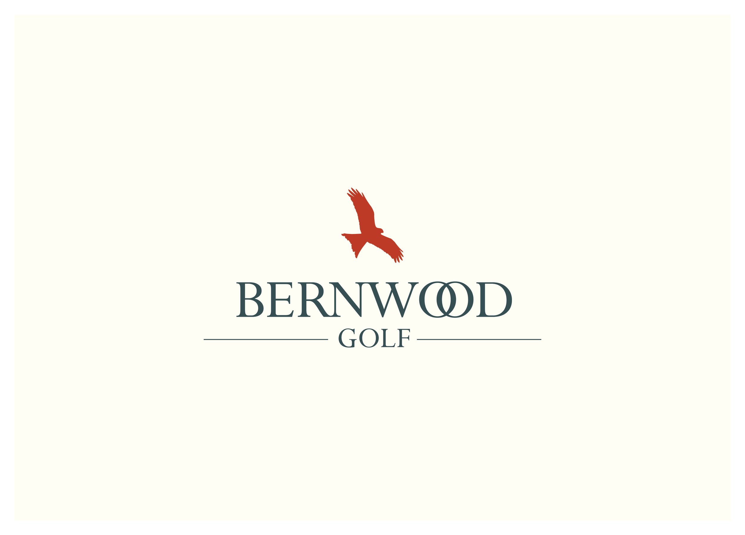 Logo for Bernwood Golf featuring a red bird in flight above the words 'Bernwood Golf' on a light background.