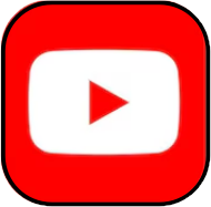 YouTube logo with red rounded square and white play button