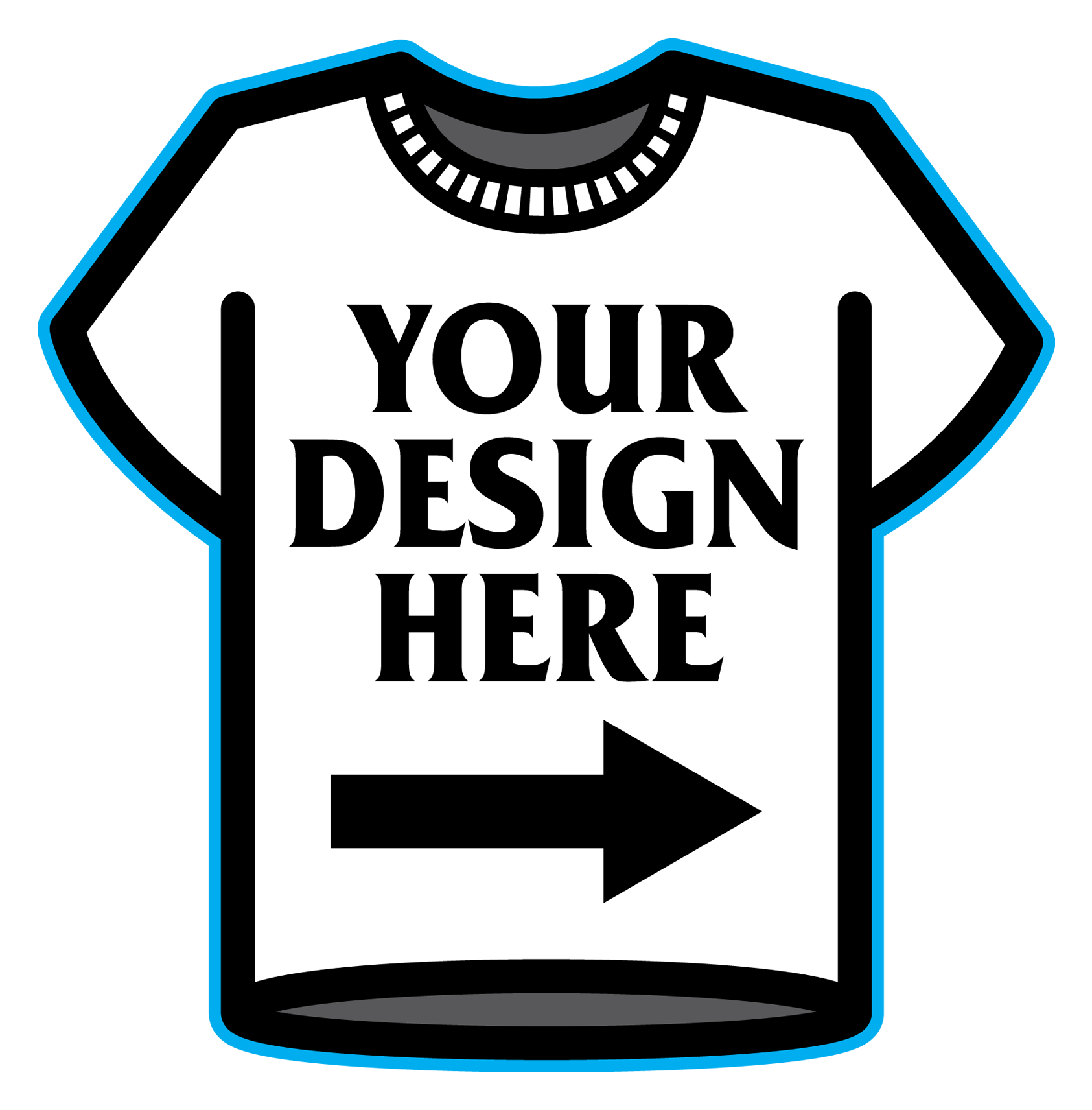 A sign shaped like a comic book superhero emblem with a speech bubble pointing to the right behind it. The sign has the words "Your Design Here" in bold black letters.