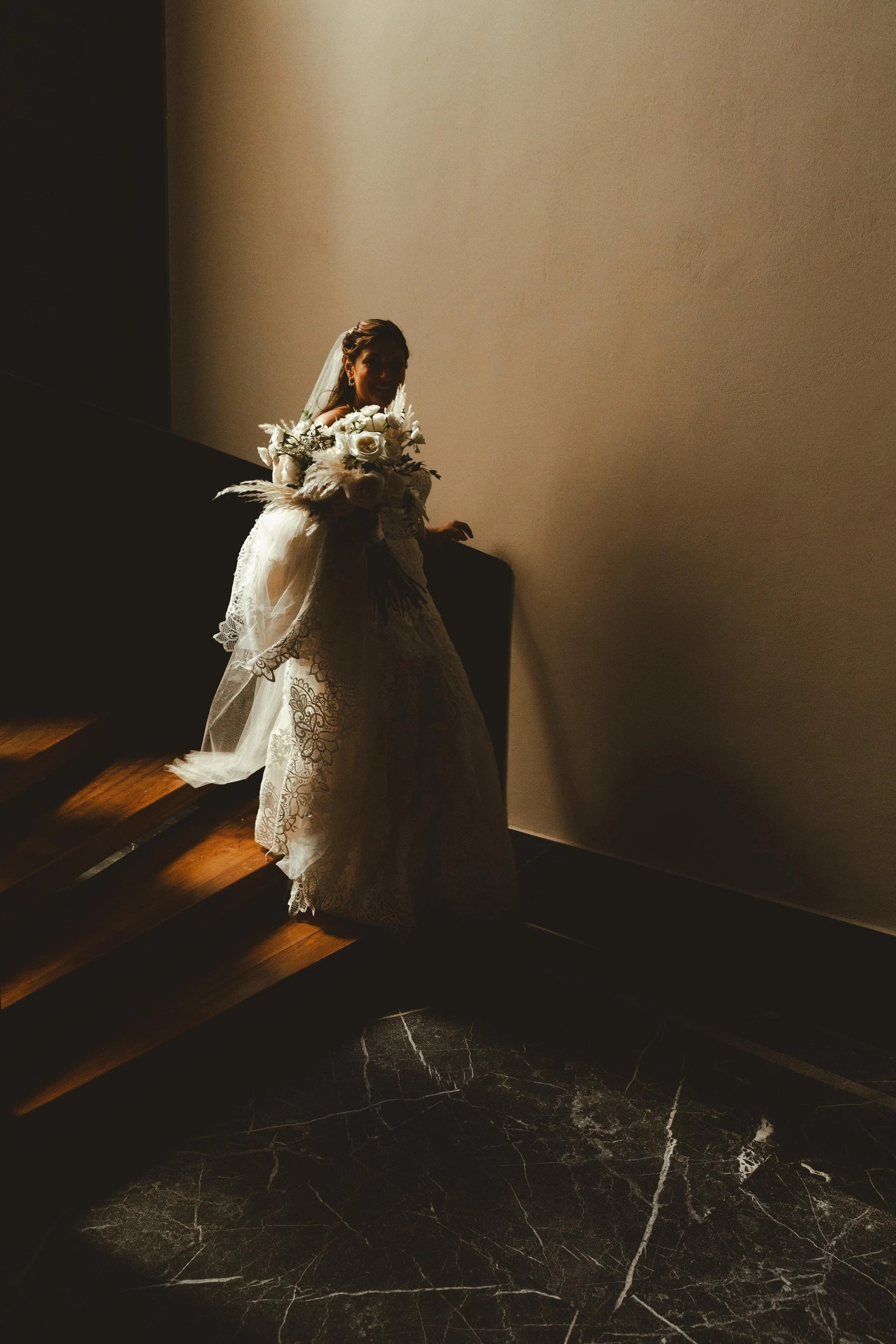 Moody portrait of a bride