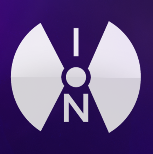 Icon with a compass needle pointing north, with a circular design and dark purple background.