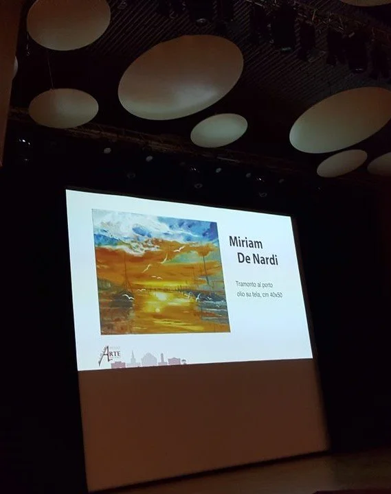 Presentazione dell'opera "Tramonto al porto" di Miriam De Nardi all'evento Premio ARTE MILANO - Palazzo del Verme 2018