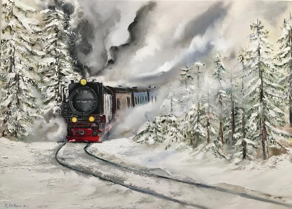 Treno tra la neve
