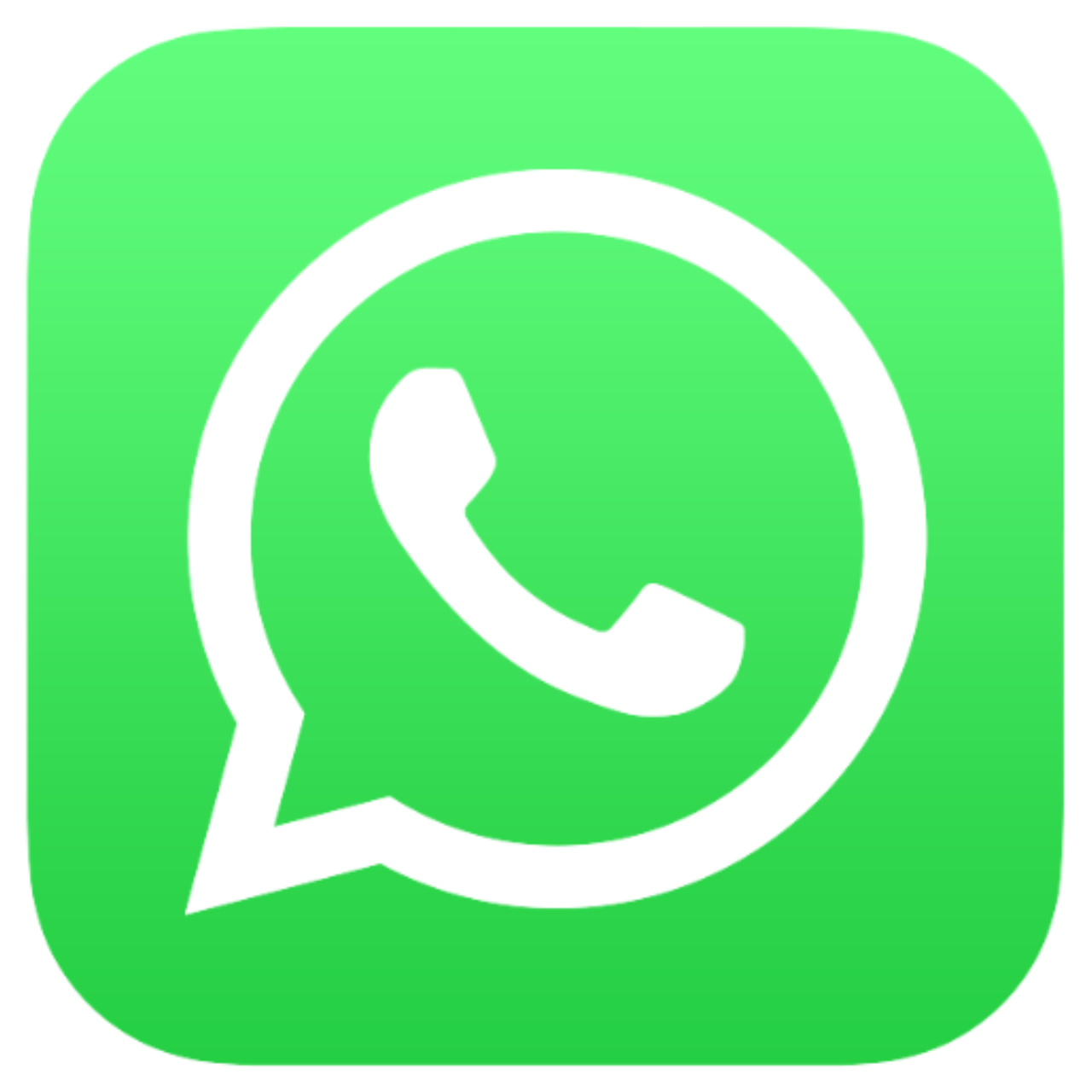 Icono de WhatsApp en verde con fondo degradado, símbolo de un globo de diálogo y un teléfono.