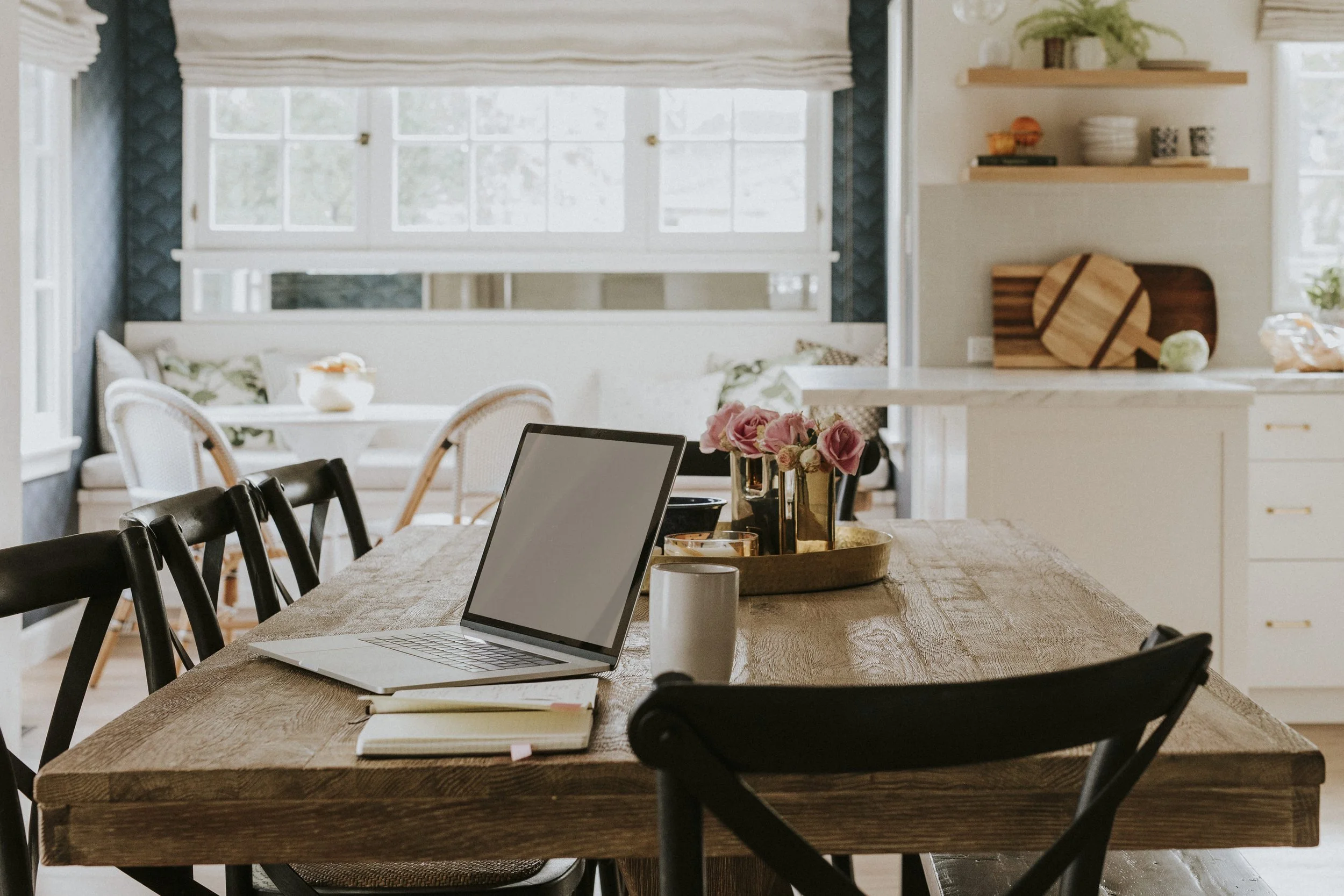 Laptop on Dining Table 