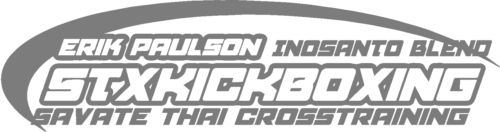 Logo with stylized text reading 'Sixth Degree' and additional text 'Erik Paulson Inosanto Blend Save Thai Cross Training' in black and gray colors.