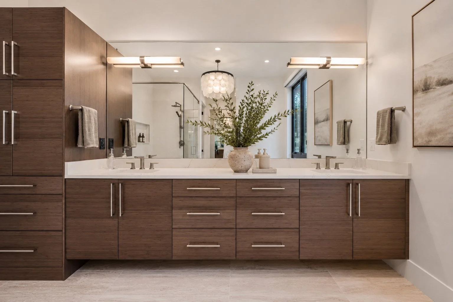 Primary bath vanity with ceramic fixtures, Franktown, Colorado
