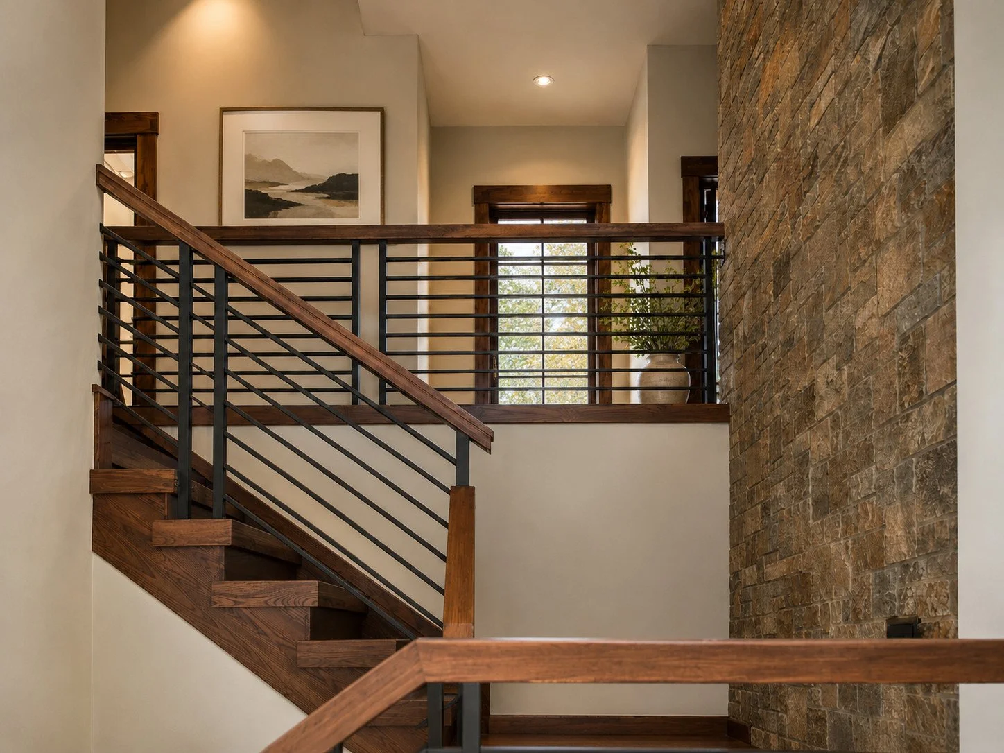 Walnut and Steel Staircase Rock Wall, Sedalia, Colorado