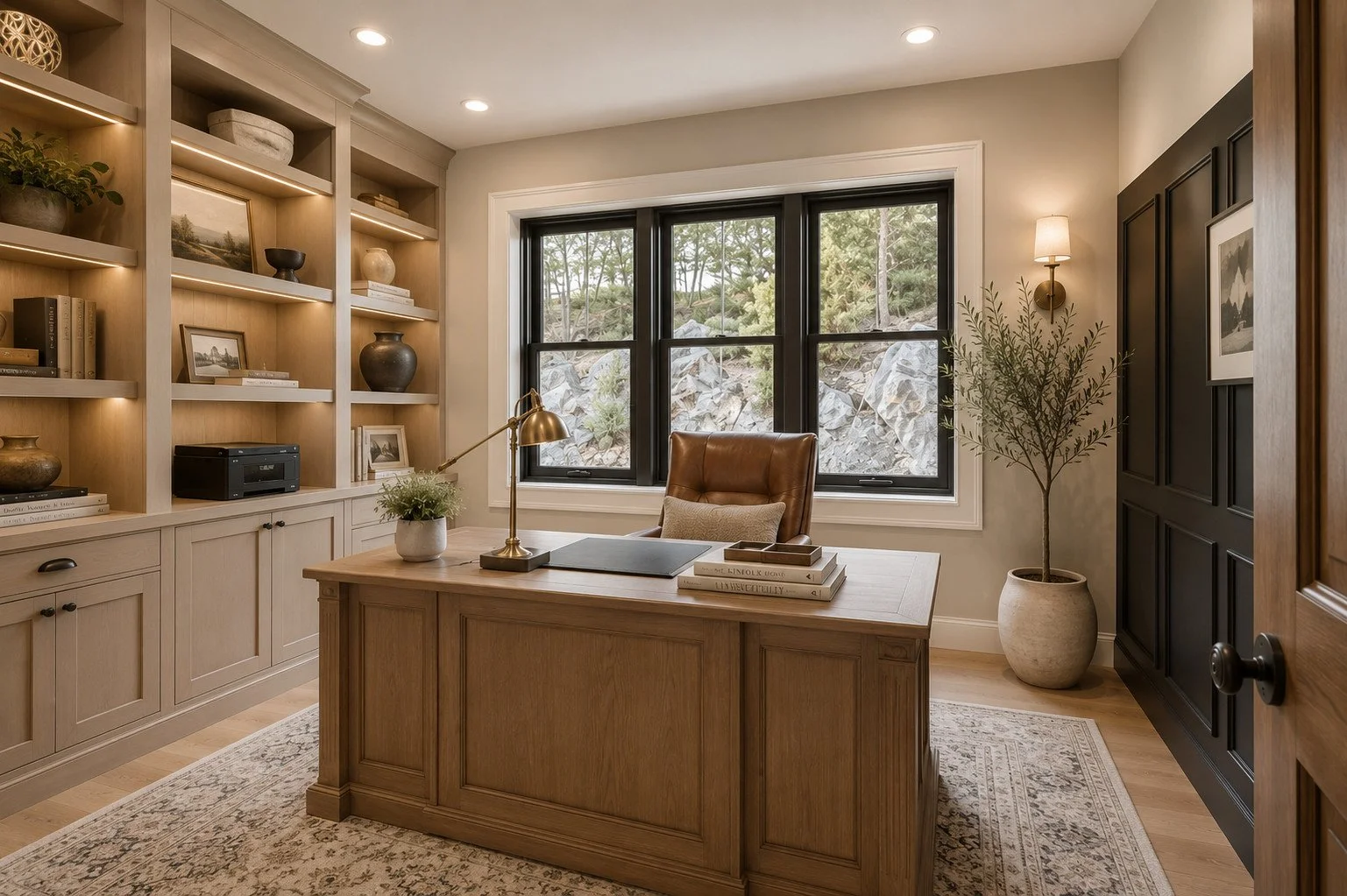 Home office with built-in bookshelves, Castle Rock, Colorado