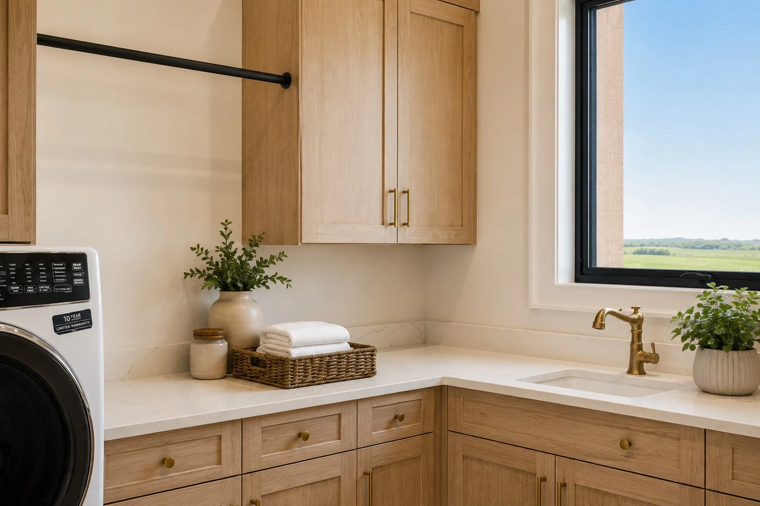 Laundry room with picture window at sink, Parker, Colorado