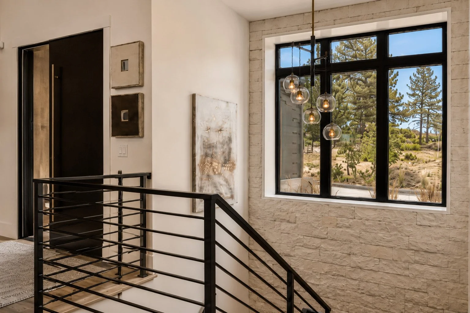 Stairwell with large picture window, Franktown, Colorado