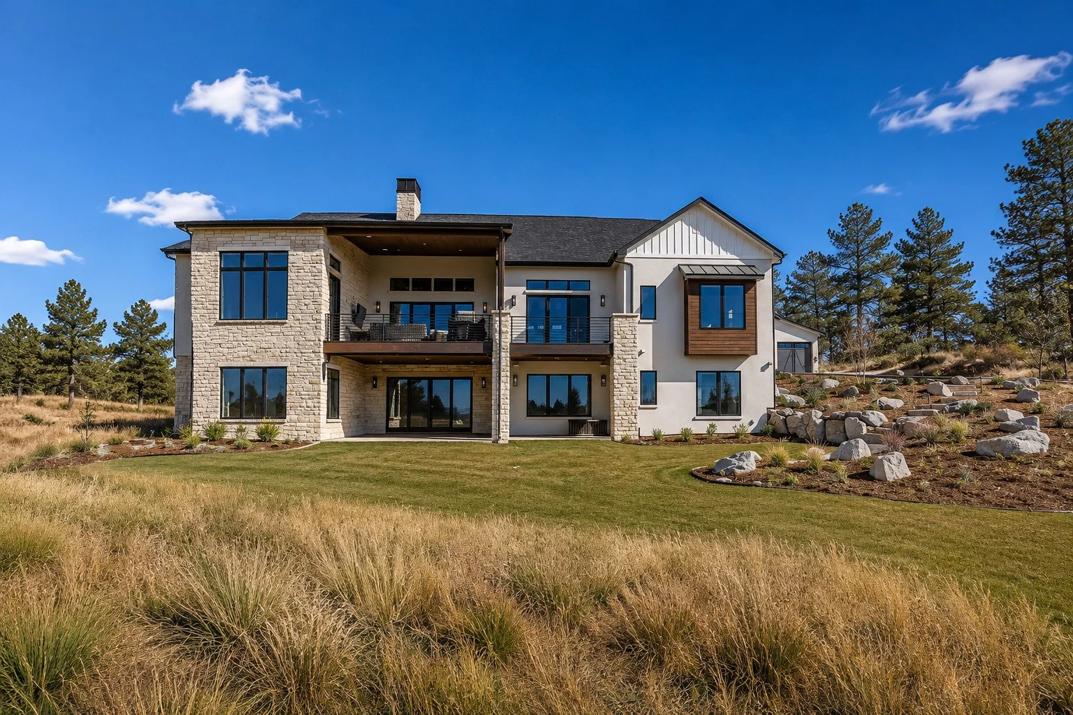 Modern farmhouse rear elevation, Franktown, Colorado