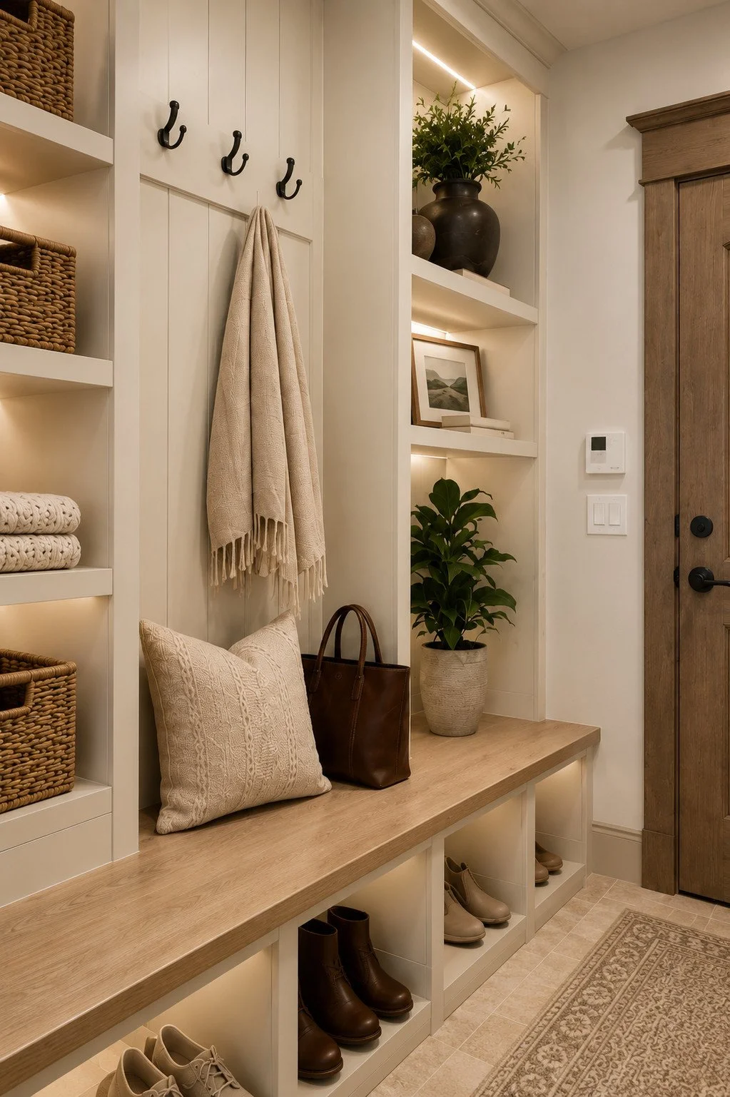 Mudroom entryway with hooks and shoe storage, Sedalia, Colorado