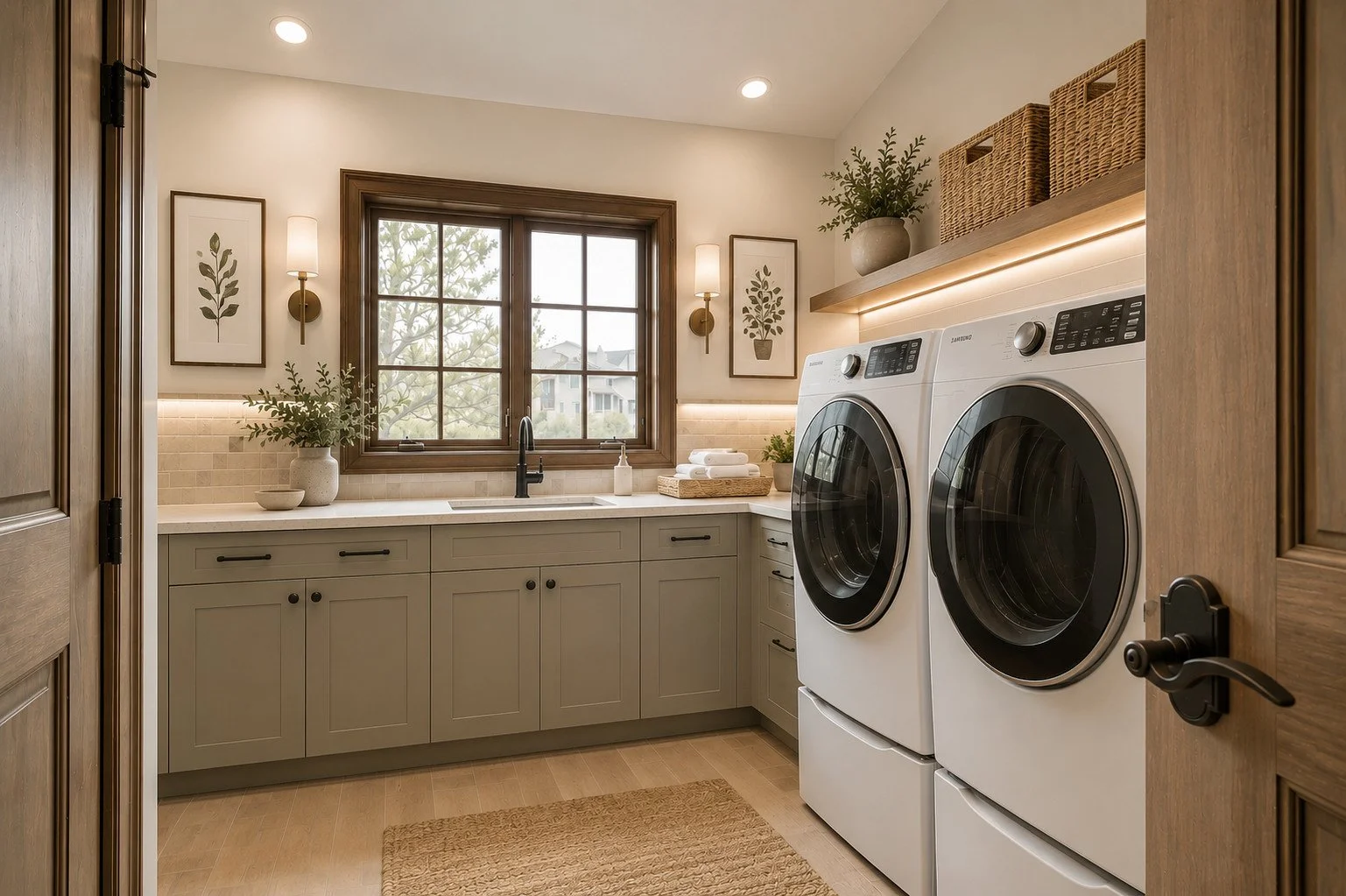 Laundry room with picture framed window, Castle Rock, Colorado