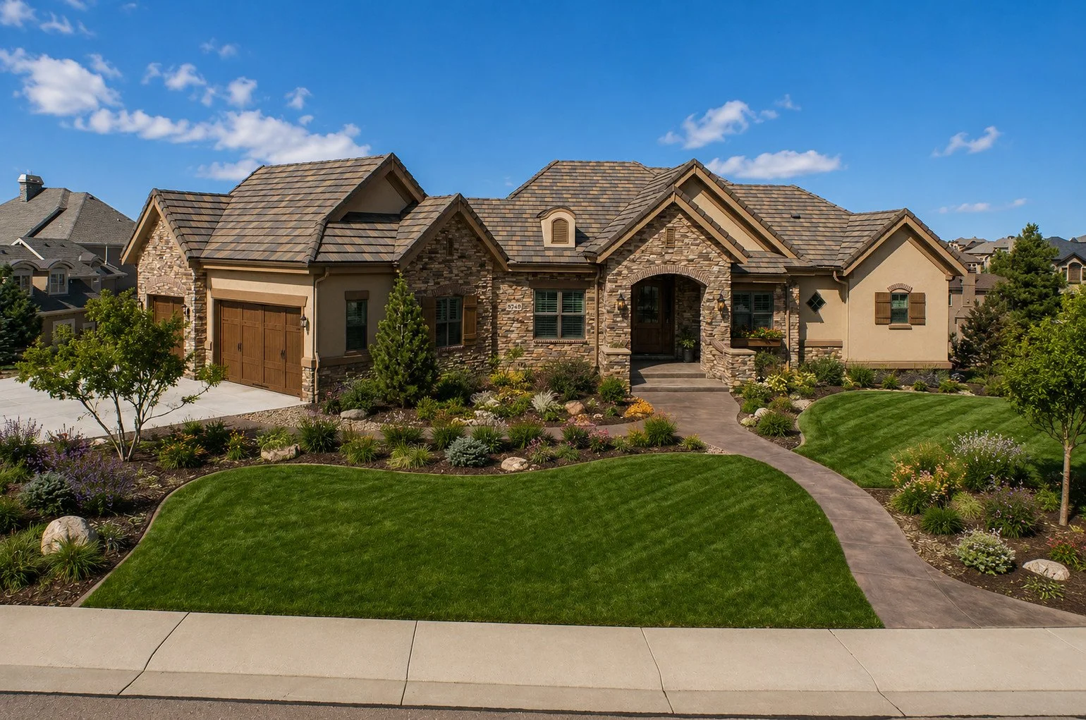 Custom home front elevation, Parker, Colorado