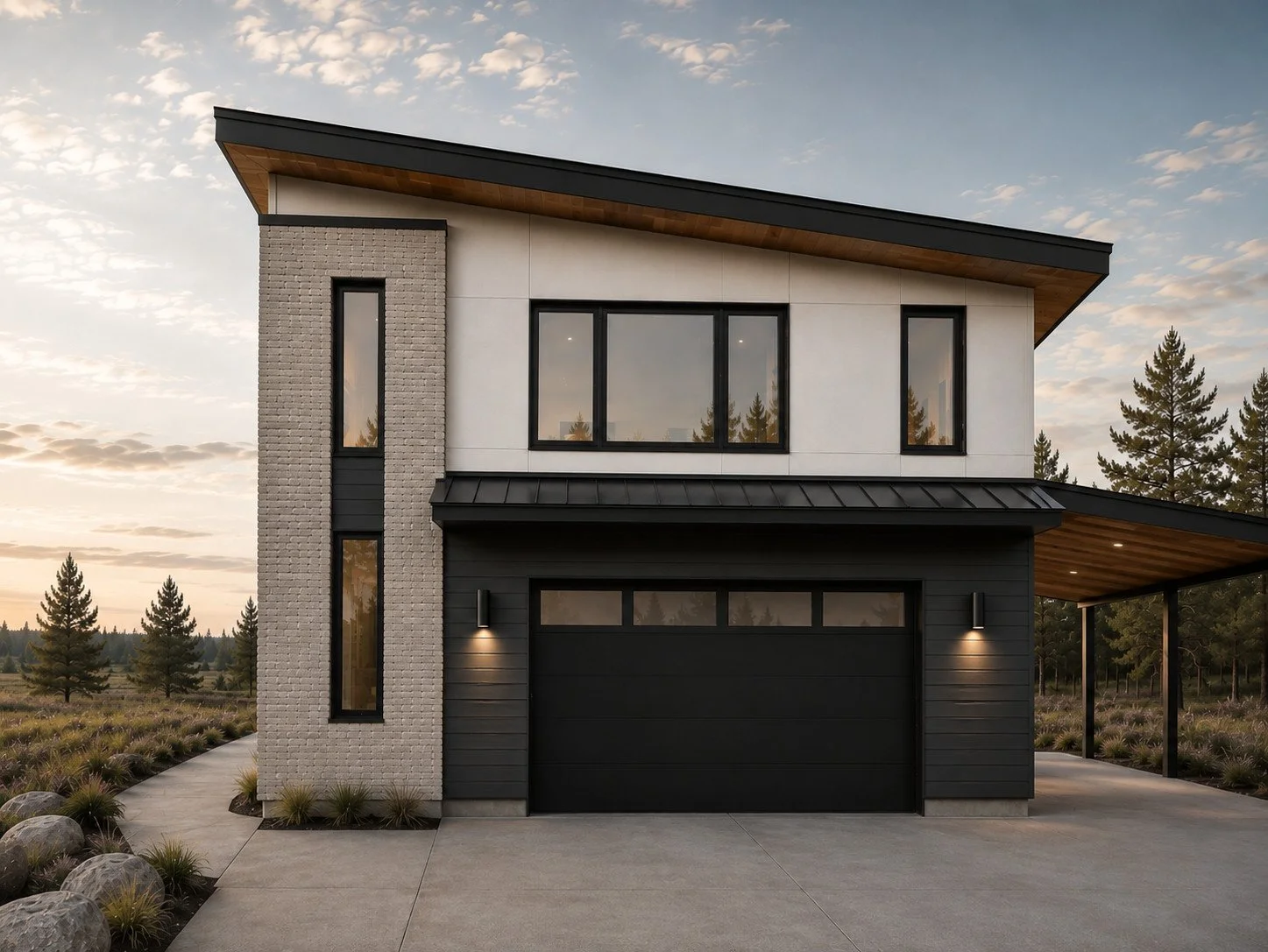 Contemporary-ADU-with-Living-Above-garage-car-port