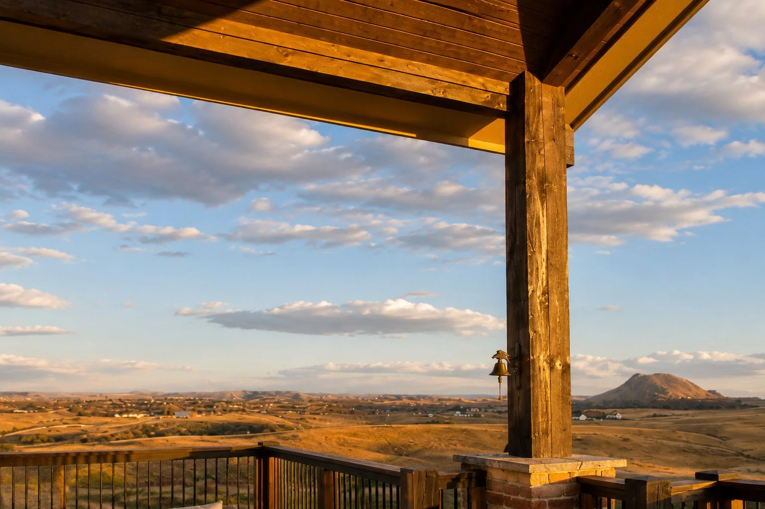 Large timber columns on custom vaulted deck, Sedalia, Colorado