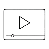 Video player interface with a play button in center, gray background, and volume control at the bottom.